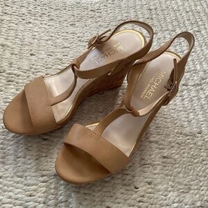 Michael by Michael Shannon wedge shoes, tan sandals shoes Libby style